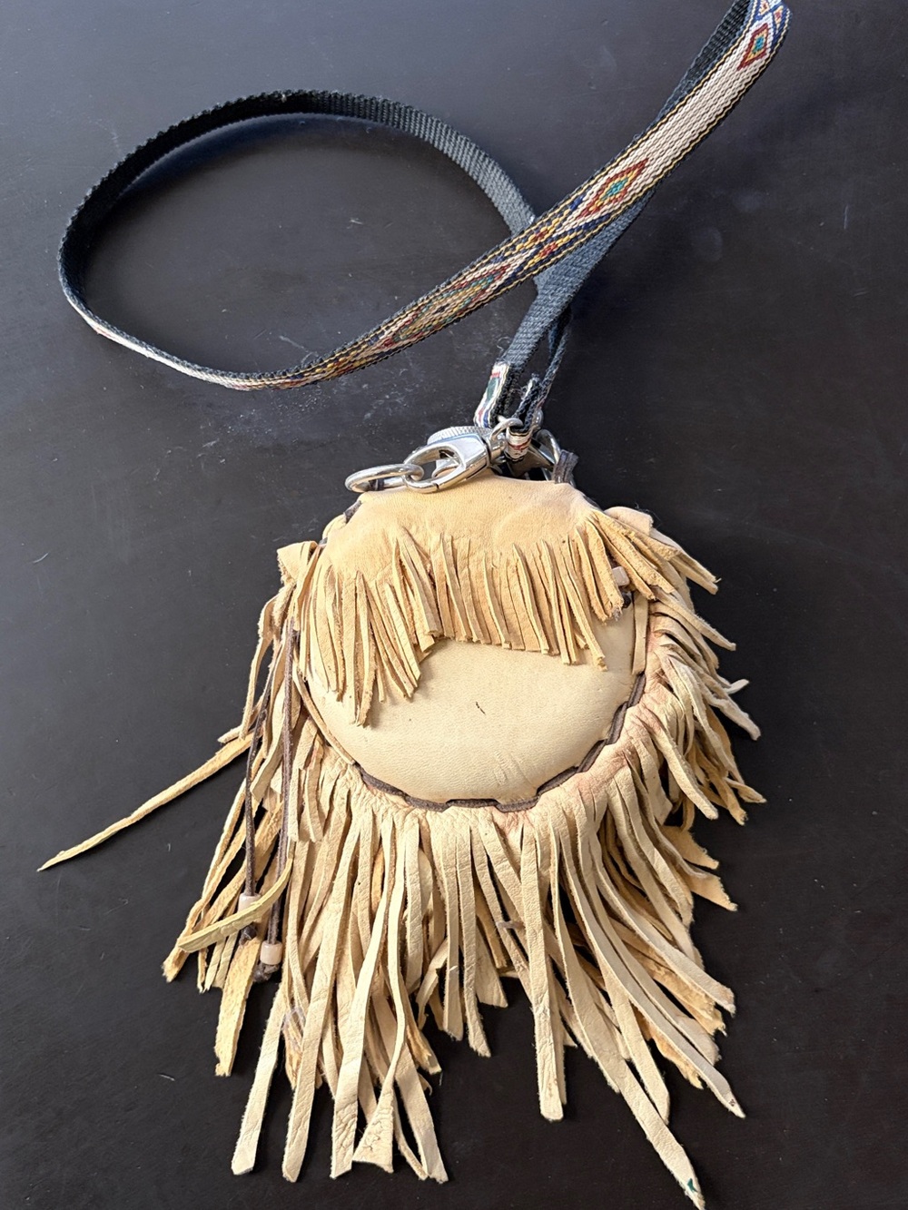 Fringed Suede Canteen. Custom made one of a kind. Holds two shots.